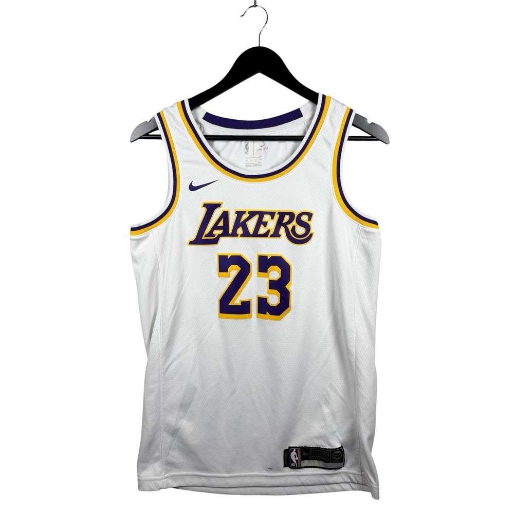 LA Lakers #23 LeBron James White Nike Swingman Dry-Fit Jersey Size 40 S